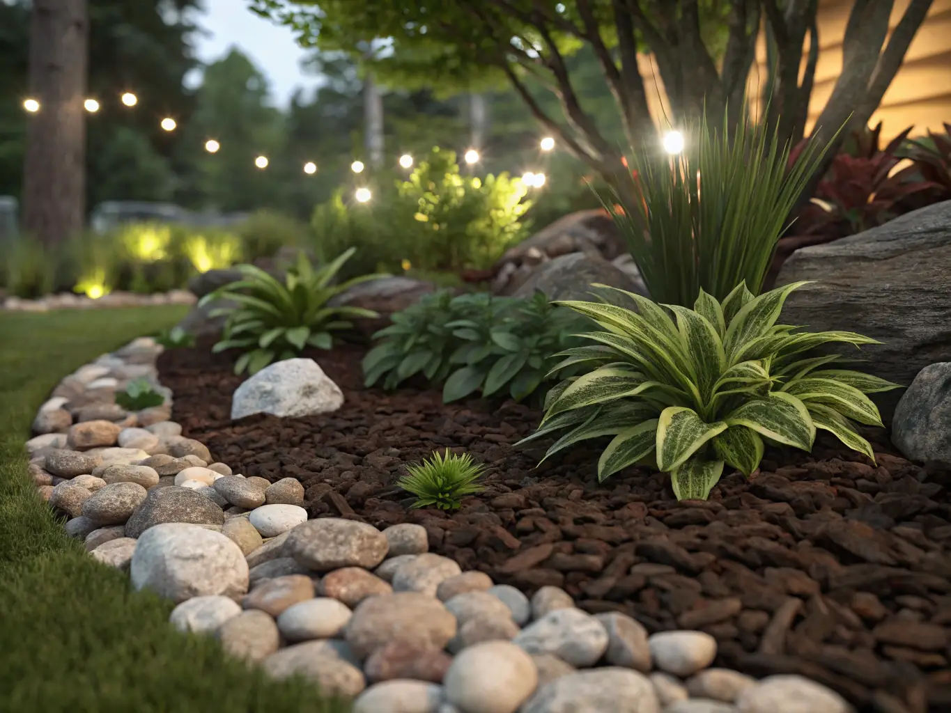 An image of a well-mulched garden bed in a Sonoran Desert setting, highlighting the importance of soil health and water retention in arid climates.