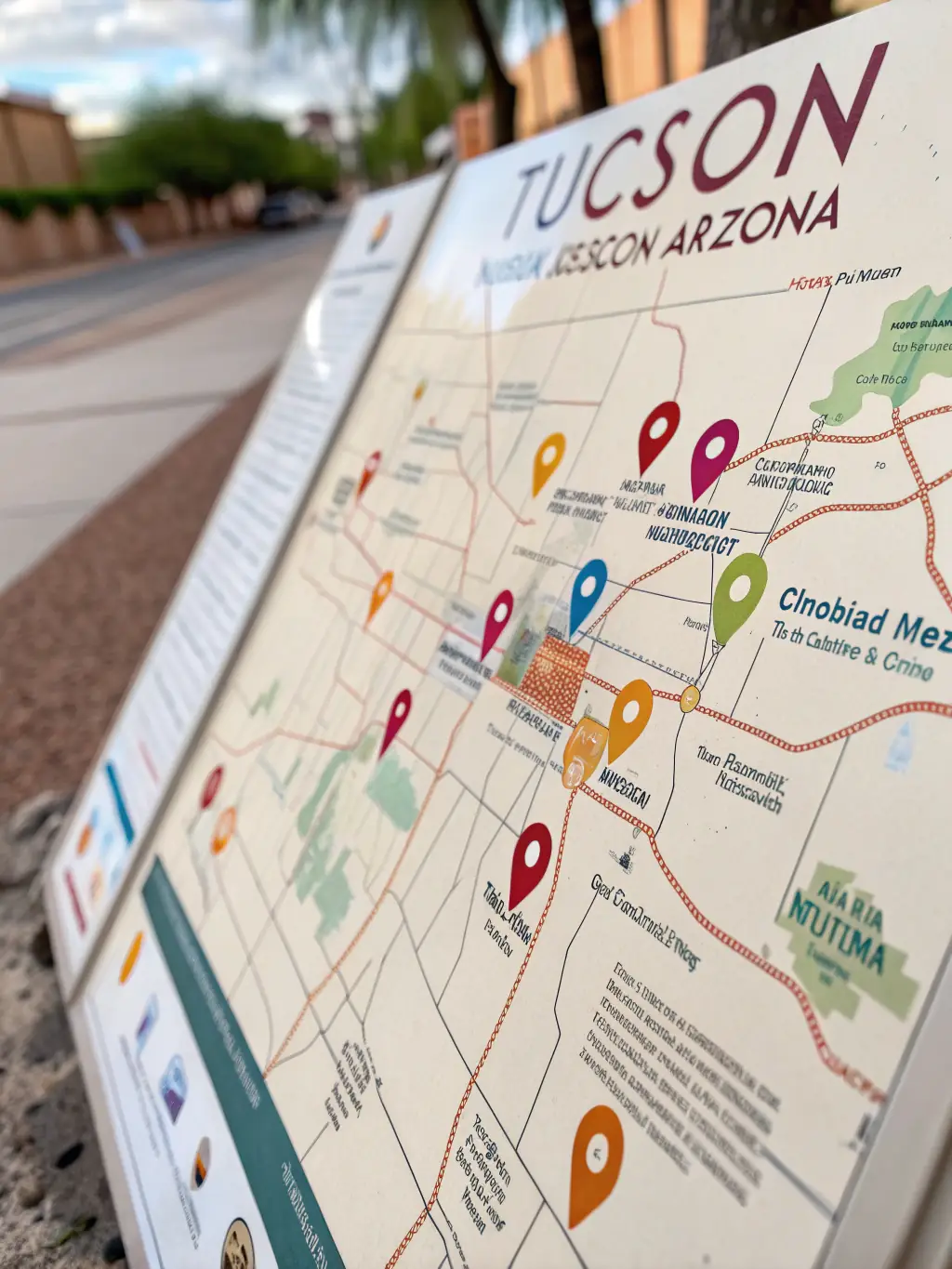 A map highlighting microclimates within the Tucson area, showing variations in temperature and rainfall across different elevations and urban areas.