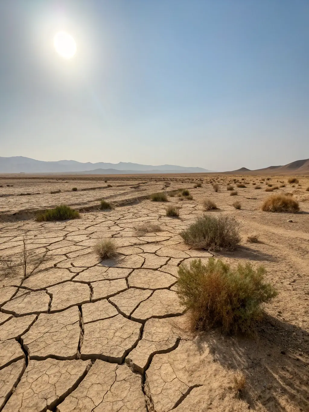 A close-up shot of cracked desert soil, illustrating the aridity and challenges of growing in such conditions. The image should convey the need for specific knowledge and techniques to succeed in this environment.